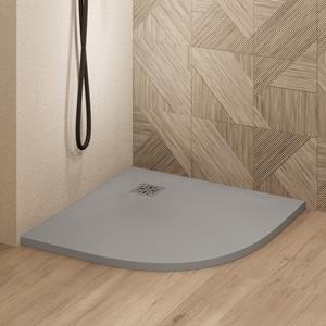 Saniclear Torno kwartronde douchebak 80x80cm met stone finish lichtgrijs