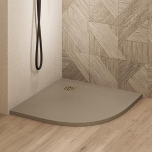 Saniclear Torno kwartronde douchebak 90x90cm met stone finish cappuccino