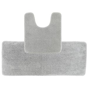 Tendance Badkamer Matten set Aquarius - lichtgrijs - extra lang - hoogpolig - microfiber -