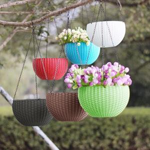 Ximalaya Folulus Rotan Hangende plantenpotten Bloemenmanden Zelfwater gevende muur Tuinplantenpot One Size