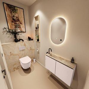 Mondiaz TURE-DLUX 80cm toiletmeubel Rosee. EDEN wastafel Frappe positie links. Met 1 kraangat. TUREDX80ROSL1FRA