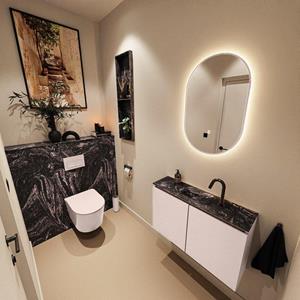Mondiaz TURE-DLUX 80cm toiletmeubel Rosee. EDEN wastafel Lava positie midden. Met 1 kraangat. TUREDX80ROSM1LAV