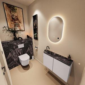 Mondiaz TURE-DLUX 80cm toiletmeubel Cale. EDEN wastafel Lava positie links. Met 1 kraangat. TUREDX80CALL1LAV