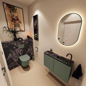 Mondiaz TURE-DLUX 80cm toiletmeubel Army. EDEN wastafel Lava positie rechts. Met 1 kraangat. TUREDX80ARMR1LAV