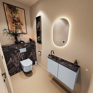 Mondiaz TURE-DLUX 80cm toiletmeubel Clay. EDEN wastafel Lava positie links. Met 1 kraangat. TUREDX80CLAL1LAV
