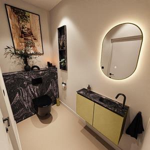 Mondiaz TURE-DLUX 80cm toiletmeubel Oro. EDEN wastafel Lava positie rechts. Met 1 kraangat. TUREDX80OROR1LAV