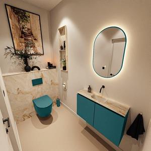 Mondiaz TURE-DLUX 80cm toiletmeubel Smag. EDEN wastafel Frappe positie midden. Zonder kraangat. TUREDX80SMAM0FRA