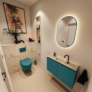 Mondiaz TURE-DLUX 80cm toiletmeubel Smag. EDEN wastafel Frappe positie midden. Met 1 kraangat. TUREDX80SMAM1FRA