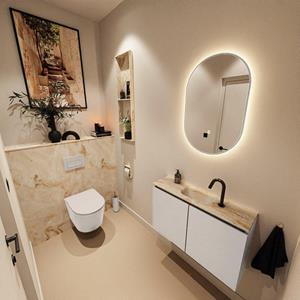Mondiaz TURE-DLUX 80cm toiletmeubel Linen. EDEN wastafel Frappe positie midden. Met 1 kraangat. TUREDX80LINM1FRA