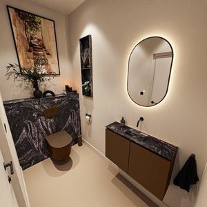 Mondiaz TURE-DLUX 80cm toiletmeubel Rust. EDEN wastafel Lava positie midden. Zonder kraangat. TUREDX80RUSM0LAV
