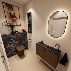 Mondiaz TURE-DLUX 80cm toiletmeubel Rust. EDEN wastafel Lava positie rechts. Met 1 kraangat. TUREDX80RUSR1LAV