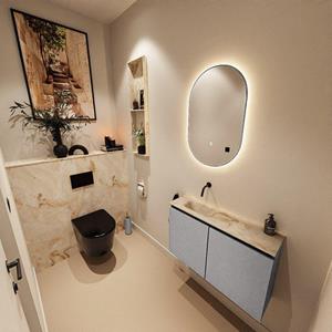 Mondiaz TURE-DLUX 80cm toiletmeubel Plata. EDEN wastafel Frappe positie links. Zonder kraangat. TUREDX80PLAL0FRA