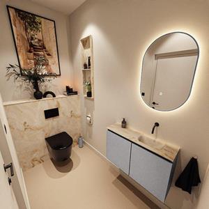 Mondiaz TURE-DLUX 80cm toiletmeubel Plata. EDEN wastafel Frappe positie rechts. Zonder kraangat. TUREDX80PLAR0FRA
