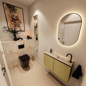 Mondiaz TURE-DLUX 80cm toiletmeubel Oro. EDEN wastafel Frappe positie rechts. Met 1 kraangat. TUREDX80OROR1FRA