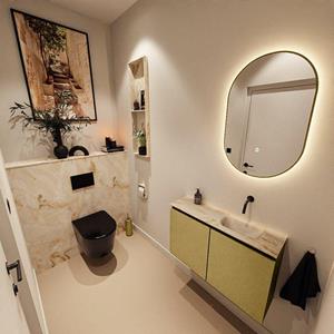 Mondiaz TURE-DLUX 80cm toiletmeubel Oro. EDEN wastafel Frappe positie rechts. Zonder kraangat. TUREDX80OROR0FRA