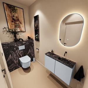 Mondiaz TURE-DLUX 80cm toiletmeubel Clay. EDEN wastafel Lava positie rechts. Zonder kraangat. TUREDX80CLAR0LAV