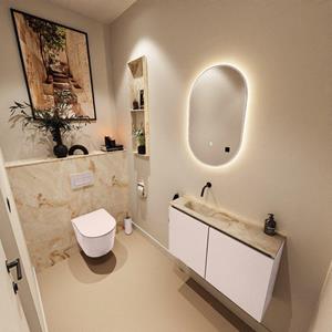 Mondiaz TURE-DLUX 80cm toiletmeubel Rosee. EDEN wastafel Frappe positie links. Zonder kraangat. TUREDX80ROSL0FRA