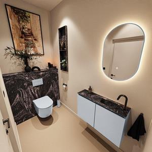 Mondiaz TURE-DLUX 80cm toiletmeubel Clay. EDEN wastafel Lava positie rechts. Met 1 kraangat. TUREDX80CLAR1LAV