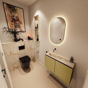 Mondiaz TURE-DLUX 80cm toiletmeubel Oro. EDEN wastafel Frappe positie links. Zonder kraangat. TUREDX80OROL0FRA