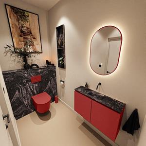 Mondiaz TURE-DLUX 80cm toiletmeubel Fire. EDEN wastafel Lava positie midden. Zonder kraangat. TUREDX80FIRM0LAV