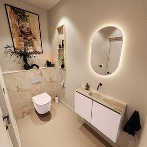 Mondiaz TURE-DLUX 80cm toiletmeubel Rosee. EDEN wastafel Frappe positie midden. Zonder kraangat. TUREDX80ROSM0FRA