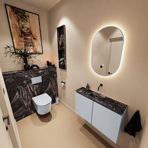 Mondiaz TURE-DLUX 80cm toiletmeubel Clay. EDEN wastafel Lava positie midden. Zonder kraangat. TUREDX80CLAM0LAV