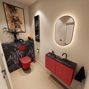 Mondiaz TURE-DLUX 80cm toiletmeubel Fire. EDEN wastafel Lava positie midden. Met 1 kraangat. TUREDX80FIRM1LAV