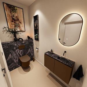 Mondiaz TURE-DLUX 80cm toiletmeubel Rust. EDEN wastafel Lava positie rechts. Zonder kraangat. TUREDX80RUSR0LAV