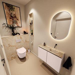 Mondiaz TURE-DLUX 80cm toiletmeubel Rosee. EDEN wastafel Frappe positie rechts. Zonder kraangat. TUREDX80ROSR0FRA