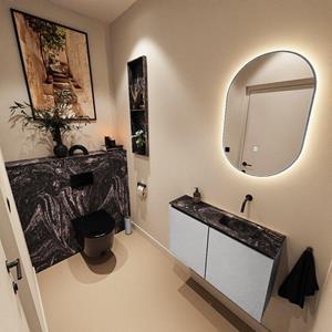 Mondiaz TURE-DLUX 80cm toiletmeubel Plata. EDEN wastafel Lava positie rechts. Zonder kraangat. TUREDX80PLAR0LAV