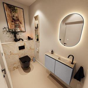 Mondiaz TURE-DLUX 80cm toiletmeubel Plata. EDEN wastafel Frappe positie rechts. Met 1 kraangat. TUREDX80PLAR1FRA