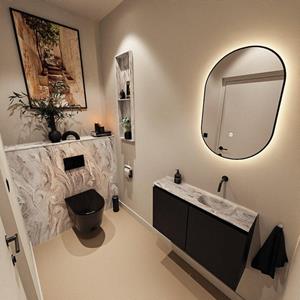Mondiaz TURE-DLUX 80cm toiletmeubel Urban. EDEN wastafel Glace positie rechts. Zonder kraangat. TUREDX80URBR0GLA