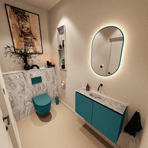 Mondiaz TURE-DLUX 80cm toiletmeubel Smag. EDEN wastafel Glace positie midden. Zonder kraangat. TUREDX80SMAM0GLA