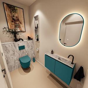 Mondiaz TURE-DLUX 80cm toiletmeubel Smag. EDEN wastafel Glace positie rechts. Met 1 kraangat. TUREDX80SMAR1GLA