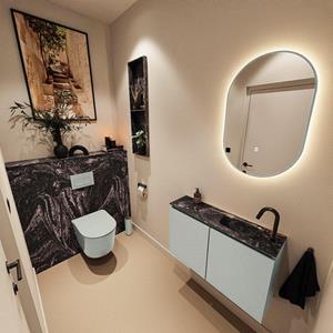 Mondiaz TURE-DLUX 80cm toiletmeubel Greey. EDEN wastafel Lava positie rechts. Met 1 kraangat. TUREDX80GRER1LAV