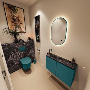 Mondiaz TURE-DLUX 80cm toiletmeubel Smag. EDEN wastafel Lava positie links. Met 1 kraangat. TUREDX80SMAL1LAV