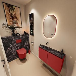 Mondiaz TURE-DLUX 80cm toiletmeubel Fire. EDEN wastafel Lava positie links. Zonder kraangat. TUREDX80FIRL0LAV