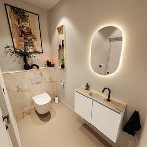 Mondiaz TURE-DLUX 80cm toiletmeubel Talc. EDEN wastafel Frappe positie midden. Met 1 kraangat. TUREDX80TALM1FRA