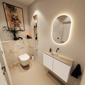Mondiaz TURE-DLUX 80cm toiletmeubel Talc. EDEN wastafel Frappe positie midden. Zonder kraangat. TUREDX80TALM0FRA