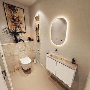 Mondiaz TURE-DLUX 80cm toiletmeubel Talc. EDEN wastafel Frappe positie links. Zonder kraangat. TUREDX80TALL0FRA