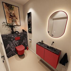 Mondiaz TURE-DLUX 80cm toiletmeubel Fire. EDEN wastafel Lava positie rechts. Zonder kraangat. TUREDX80FIRR0LAV