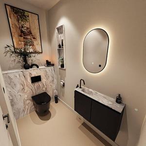 Mondiaz TURE-DLUX 80cm toiletmeubel Urban. EDEN wastafel Glace positie links. Met 1 kraangat. TUREDX80URBL1GLA