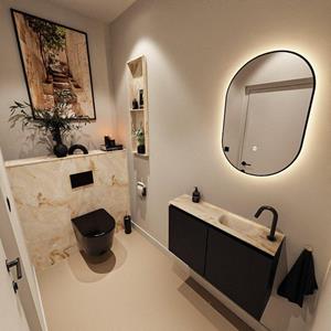 Mondiaz TURE-DLUX 80cm toiletmeubel Urban. EDEN wastafel Frappe positie rechts. Met 1 kraangat. TUREDX80URBR1FRA