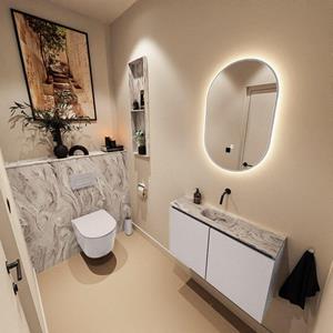 Mondiaz TURE-DLUX 80cm toiletmeubel Cale. EDEN wastafel Glace positie midden. Zonder kraangat. TUREDX80CALM0GLA