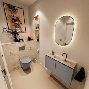 Mondiaz TURE-DLUX 80cm toiletmeubel Smoke. EDEN wastafel Frappe positie midden. Met 1 kraangat. TUREDX80SMOM1FRA