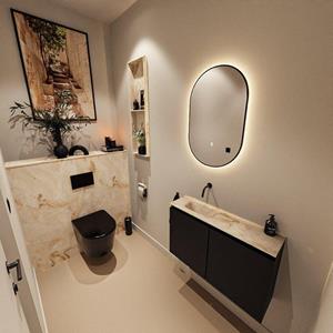 Mondiaz TURE-DLUX 80cm toiletmeubel Urban. EDEN wastafel Frappe positie links. Zonder kraangat. TUREDX80URBL0FRA