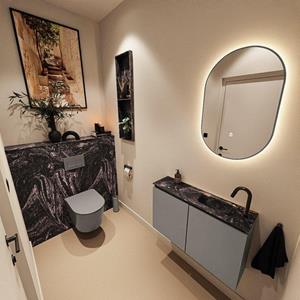 Mondiaz TURE-DLUX 80cm toiletmeubel Smoke. EDEN wastafel Lava positie rechts. Met 1 kraangat. TUREDX80SMOR1LAV