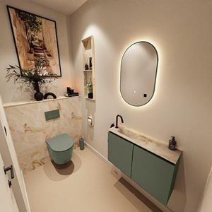Mondiaz TURE-DLUX 80cm toiletmeubel Army. EDEN wastafel Frappe positie links. Met 1 kraangat. TUREDX80ARML1FRA