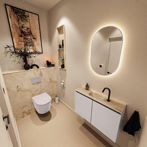 Mondiaz TURE-DLUX 80cm toiletmeubel Cale. EDEN wastafel Frappe positie midden. Met 1 kraangat. TUREDX80CALM1FRA