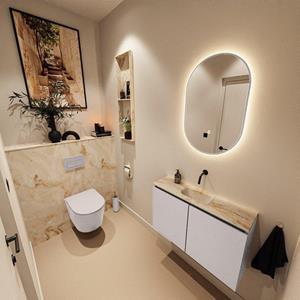 Mondiaz TURE-DLUX 80cm toiletmeubel Cale. EDEN wastafel Frappe positie midden. Zonder kraangat. TUREDX80CALM0FRA
